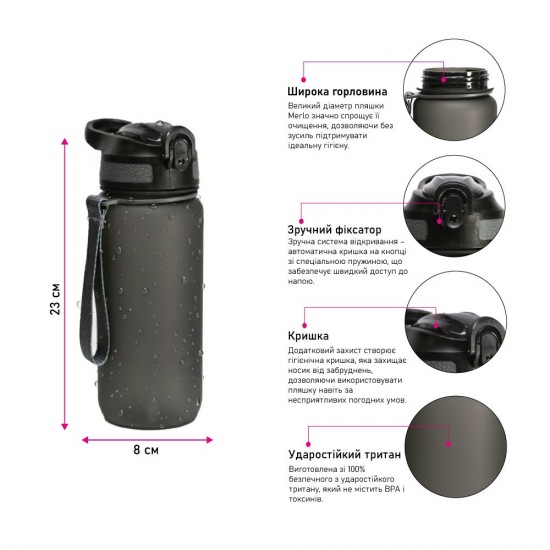 Пляшка для води Line Art Merlo 600 мл синя - 60013818LA-03